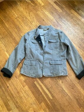 Spiegel Gray Denim-Style Kids Jacket with Button Front